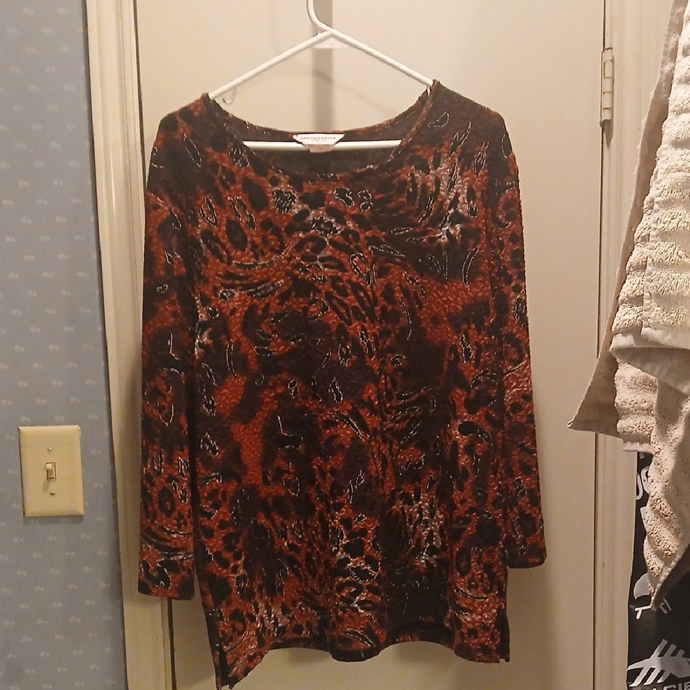 Allison Daley Vibrant Red and Black Long Sleeve Top